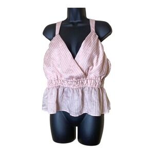 NWT Anthro Maeve Cropped‎ Top Blush with Stripe Size 1X